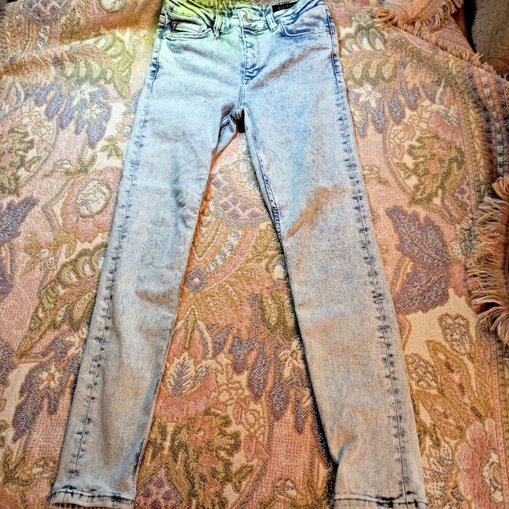 AllSaints Dax W27 Light Acid Wash Skinny Denim Jeans Punk Grunge